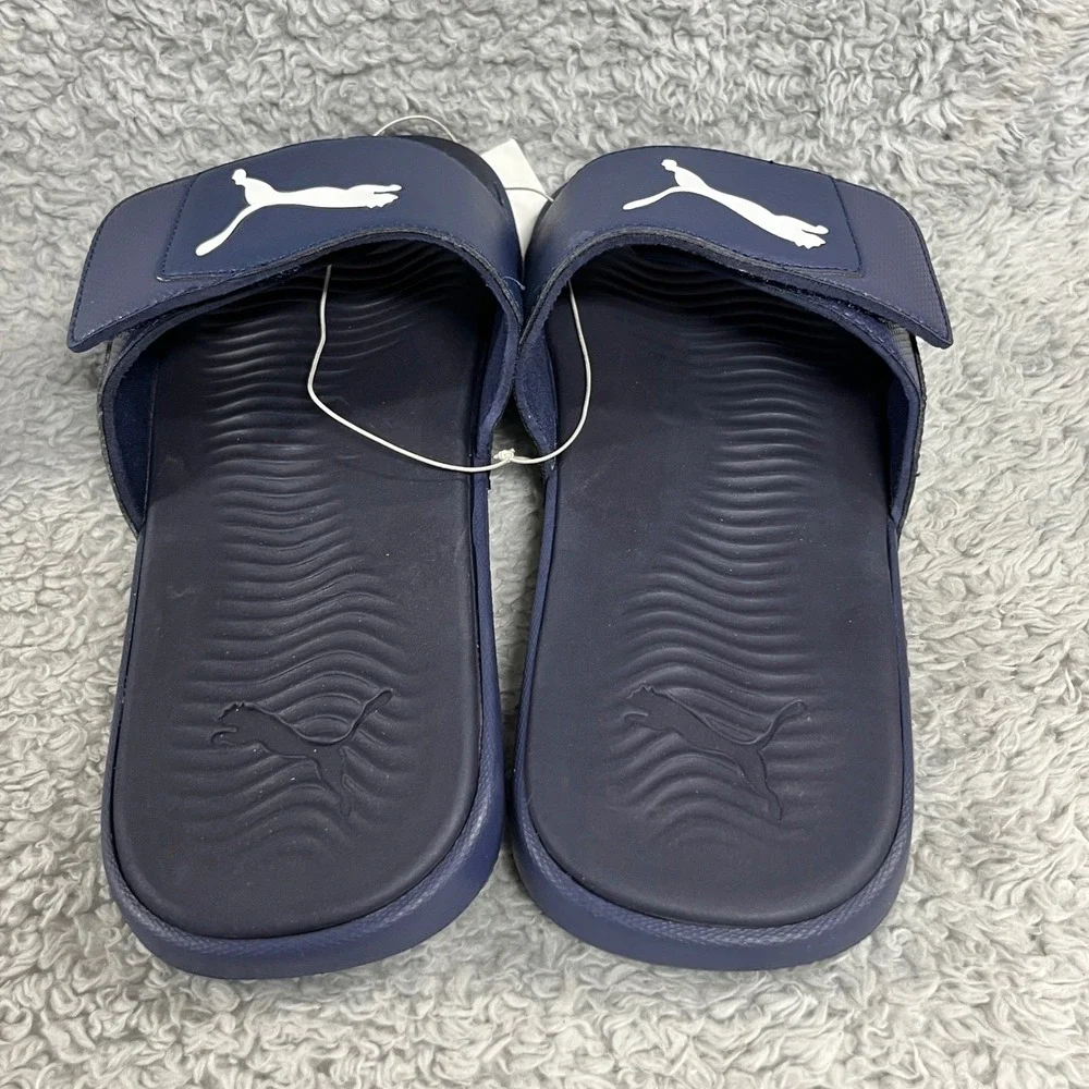 Puma Starcat Tech Men 12 Navy White Adjustable Slide Sandals